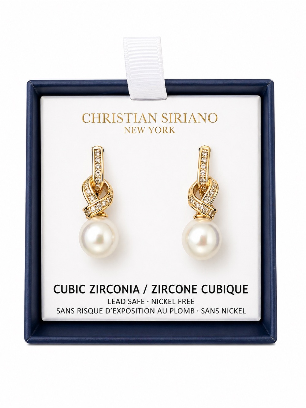 Christian Siriano Gold-Tone Knot Drop Earrings with Cream Pearls